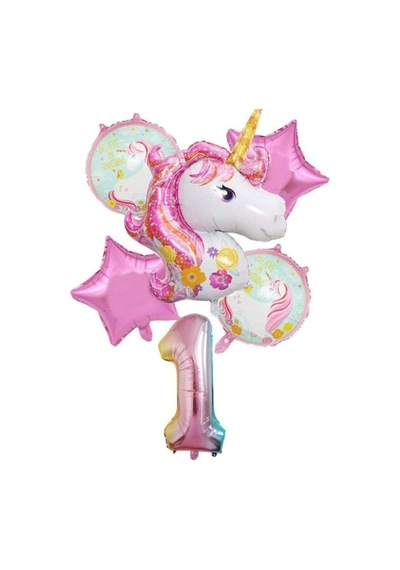 Unicorn 6lı Balon Set Gri
