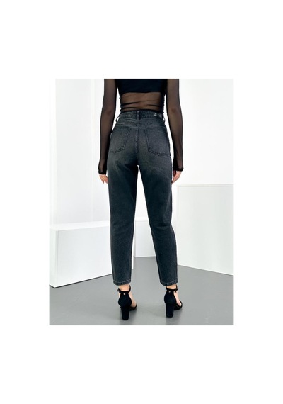 HLT Jeans Kadın Siyah Yıpratma Mom Yüksek Bel Jean Kot Pantolon Anna-syhypt
