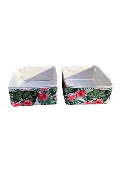 2'li Büyük Çekmece İçi Çamaşır Düzenleyici Çocuk Odası Saklama Kutusu Organizer Set-yeşil Yaprak Siyah