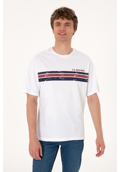 U.S. Polo Assn. Erkek Comfort Fit Beyaz Bisiklet Yaka Tişört 50306912-VR013