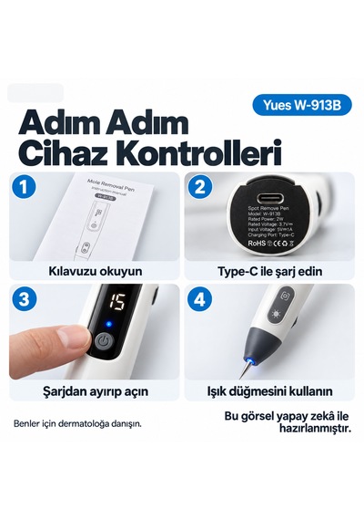 Yues W-913b Ben Alma Kalemi 15 Kademeli Type-c Şarjlı