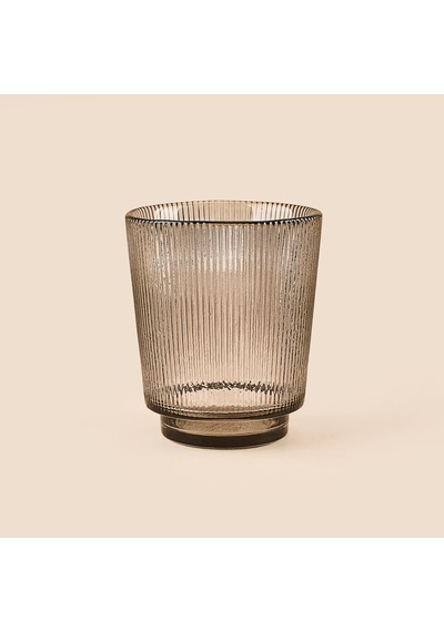 Deco Çizgili Bardak Mumluk - Füme - 11 Cm Çok Renkli