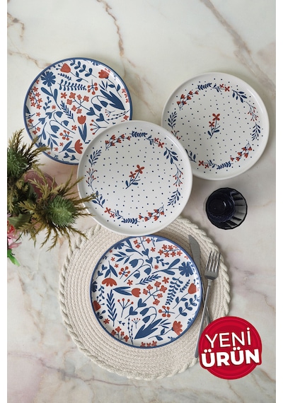Keramika Dot & Bloom Nordic Pasta Tabağı 22 Cm 4 Adet 22963-64