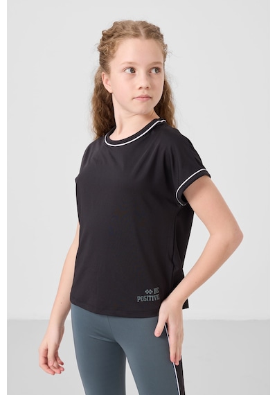 Tommylife Siyah-orman Yeşili O Yaka Yan Şerit Detaylı Standart Fit Performans Kız Çocuk Tayt Takım - 75191 Siyah