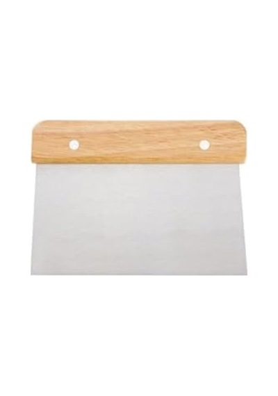 Paslanmaz Çelik Ahşap Saplı Hamur Pasta Börek Kek Şekillendirici Kesici Kazıyıcı Spatula, 14x10 Cm 0
