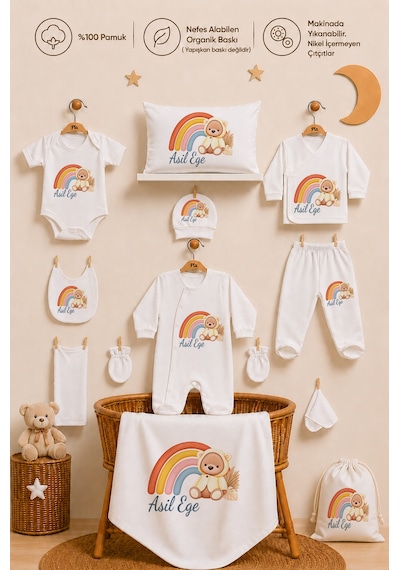 Pia Baby İsimli Erkek Bebek Hastane Çıkışı Seti 12 Parça %100 Pamuk Organik Baskılı İsme Özel Kıyafet Keseli 201311k3x Ekru Pia Baby İsimli Erkek Bebek Hastane Çıkışı Seti 12 Parça %100 Pamuk Organik Baskılı İsme Özel Kıyafet Keseli 201311k3x Ekru