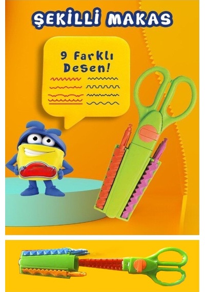 Şekilli Makas Plastik 9 Farklı Desen 1 Paket Değişebilen Desenli Tırtıklı Makas Güvenli Plastik Çocuk Şekil Makas Okul