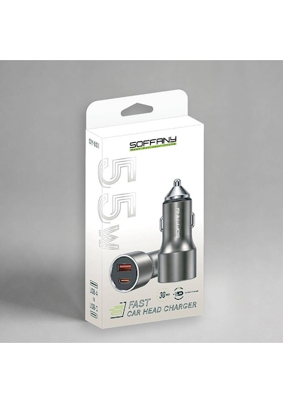 Sy-851 55w Premium Araç Çakmaklık Şarjı Pd Şarj Çıkışlı Hızlı Şar
