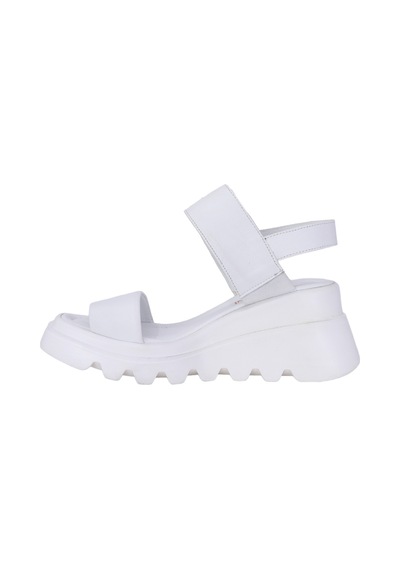 Albishoes Albini 2610401 Hakiki Deri Dolgu Topuk Kadın Sandalet Beyaz