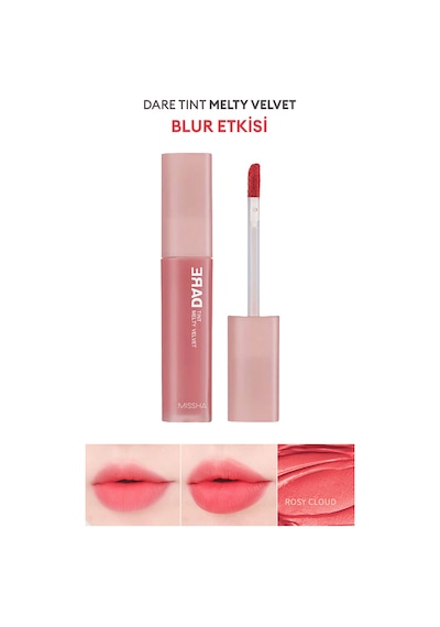 Uzun Süre Kalıcı Bulaşma Yapmayan Kadifemsi Bitiş Sunan Tint Dare Tint Melty Velvet Rosy Cloud 0