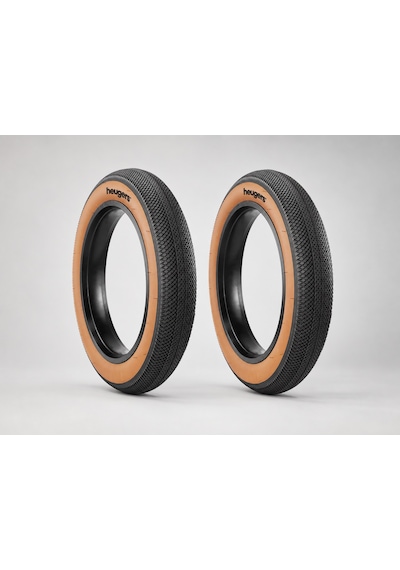 Heugers 20x4.0 3mm Zırhlı Fat Bike E-bike Dış Lastik Seti Ön Ve Arka Asfalt Desen - Kahverengi Yanak