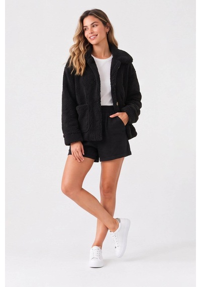 Fashion Friends Peluş Siyah Kadın Ceket 26k0419k1