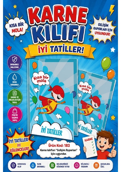 Ata Okul Öncesi Ve İlkokullar İçin Karne Kılıfı Gelişim Dosyasına Uygun Ürün Kodu:183 25 Adet