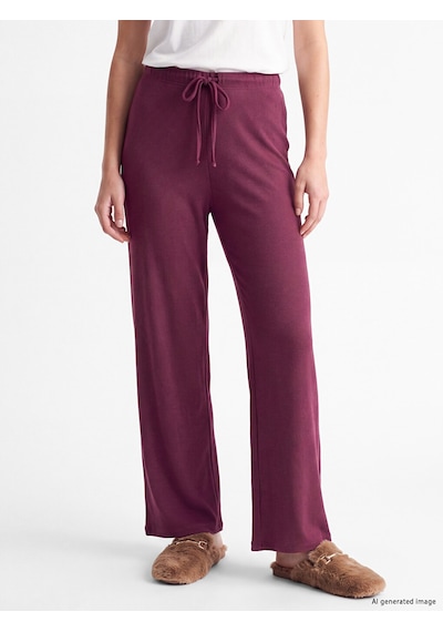Lcw Dream Bordo Beli Lastikli Geniş Paça Kadın Pijama Altı