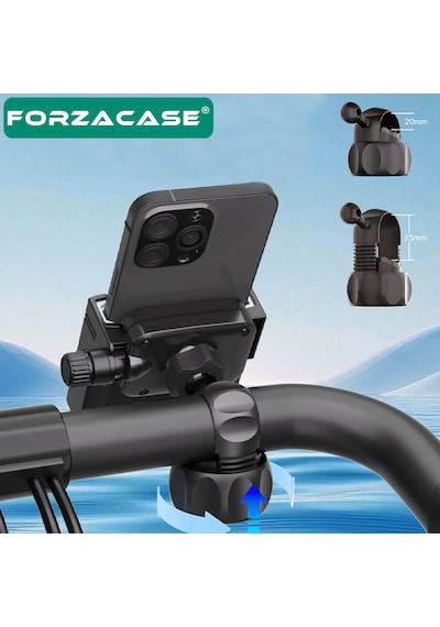 Forzacase 4.7 - 6.7 Telefonlar İle Uyumlu Bisiklet Motosiklet Gidon Montajlı Telefon Tutucu Fc1200 Siyah