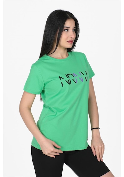 Nrnv Baskılı Bisiklet Yaka Normal Kalıp Tshirt Yeşil-yeşil Yeşil