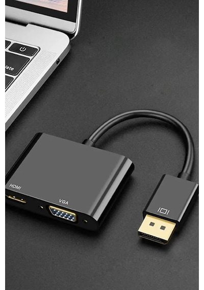 Diplay'den Hdmı Vga Dönüştürücü 2 İn 1 Bilgisayar Tv Uyumlu Çevirici Adaptör Çok Portlu Çoklayıcı