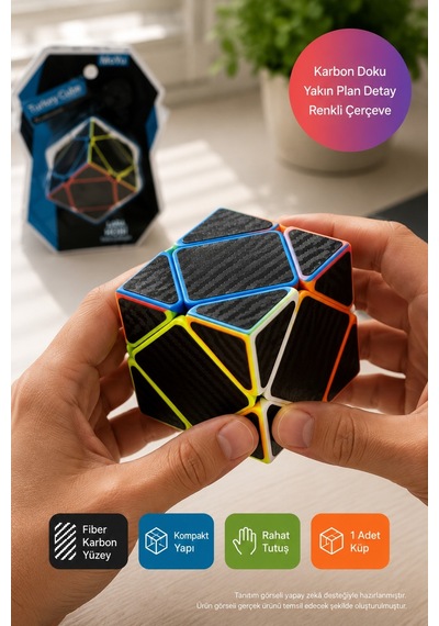 Moyu Skewb Zeka Küpü Mf8960 Fiber Karbon Desenli Renkli Eğitici Akıl Mantık Hobi Puzzle Oyunu 5,4 Cm
