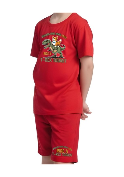 Fyk Kids Erkek Çocuk Tişört-şort Trex Today Baskılı Alt-üst Takım Kırmızı Fyk Kids Erkek Çocuk Tişört-şort Trex Today Baskılı Alt-üst Takım Kırmızı