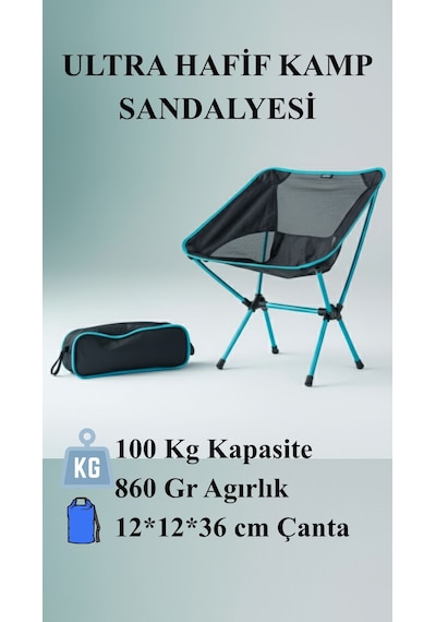 Pratik Kolay Kurulum Kamp Taburesi Mavi - Siyah