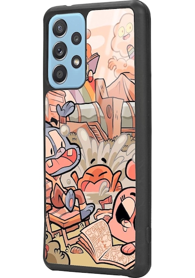 Samsung Uyumlu A52 Gumball Tasarımlı Glossy Telefon Kılıfı Siyah