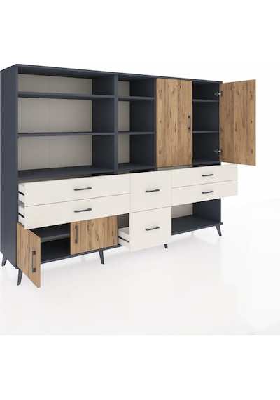 Hyperion Dolap 10 Raflı 6 Çekmeceli 4 Kapaklı 220x44x163 Antrasit Antrasit-çam/aytaşı Hyperion Dolap 10 Raflı 6 Çekmeceli 4 Kapaklı 220x44x163 Antrasit Antrasit-çam/aytaşı