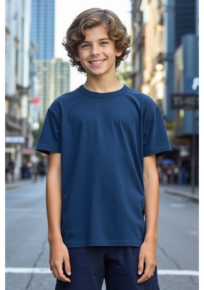 Cloise Lacivert Çocuk T-shirt Kız Erkek Unisex %100 Pamuk Lacivert