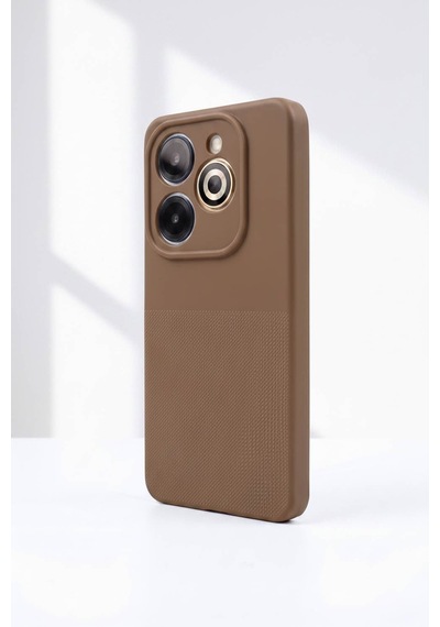 Infinix Tecno Spark Go 2024 / Smart 8 Serisi / Pop 8 / Spark 20c / Hot 40i Uyumlu Kamera Korumalı Tırtıklı Kaymaz İçi Kadife Yumuşak Silikon Kılıf-54277 Kahverengi