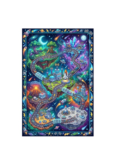 Kartela Halı Galaksi Macerası Kaymaz Taban Çocuk Oyun Halısı - 120 X 180 Cm Çok Renkli