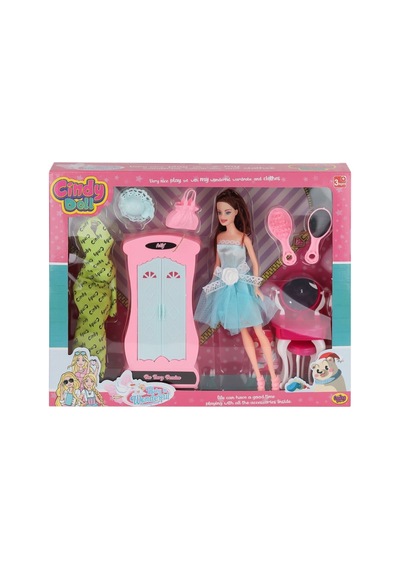 02453 Cindy Doll Dolaplı Makyaj Masalı Bebek -oydaş Oyuncak 10pcs Mixed