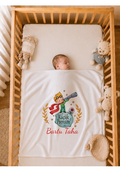 Pia Baby İsme Özel Erkek Bebek 4 Parça Tulum Seti %100 Pamuk Organik Baskılı Battaniyeli 2025btyx Krem