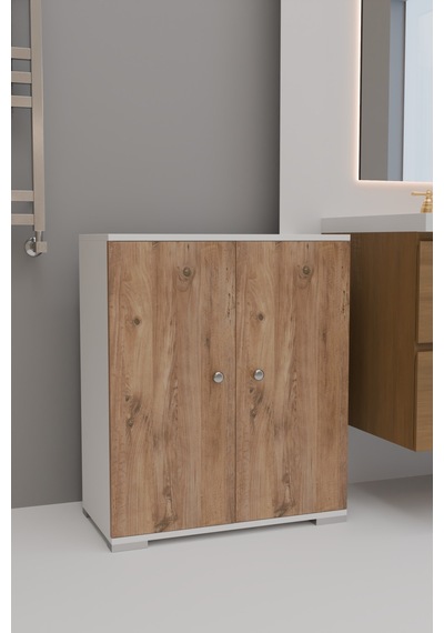 4 Bölmeli Banyo Dolabı Banyo Rafı Çok Amaçlı Dolap-meşe Meşe