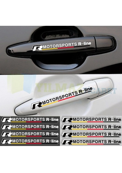 Volkswagen R Line Motorsport Ayna Kapı Kolu Jant Oto Sticker 4 Ad