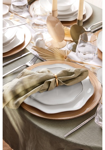 Emsan Fine Bone Lotus Platin 53 Parça Yemek Takımı