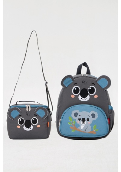 Lisanslı Koala Figürlü Mavi Kız/erkek Çocuk Kreş Anaokulu Sırt Çantası Ve Isı Yalıtımlı Beslenme Çantası Seti Çok Renkli