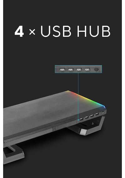 Everest St1 4 Usb Hub Rgm Işıklı Katlanabilir Siyah Monitör