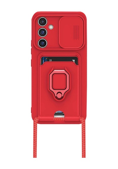 Samsung Galaxy A05s Kılıf Zuma Kartvizitli Yüzüklü Silikon - Kırmızı