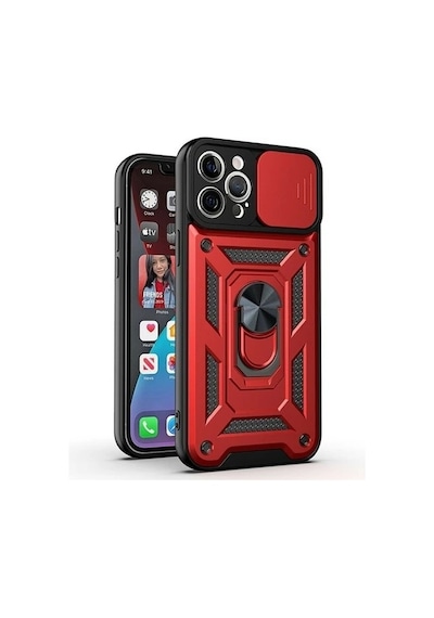 Nettech Apple Uyumlu iPhone 12 Pro Kızaklı Panzer Seri Arka Koruma Kılıf - Gold Gold