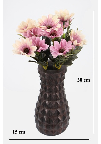 Lüx Beton Vintage Vazoda Yapay Papatya Dekoru 30 Cm Krem-mor