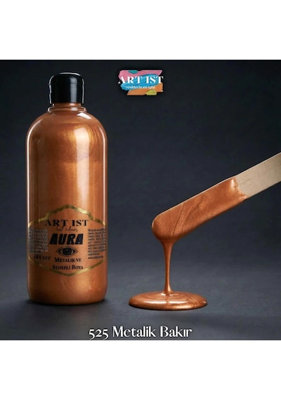 Aura Metalik Sedefli Ve Vernikli Boya - 525 Metalik Bakır Ahşap, Taş Tozu, Hobi, Dıy -