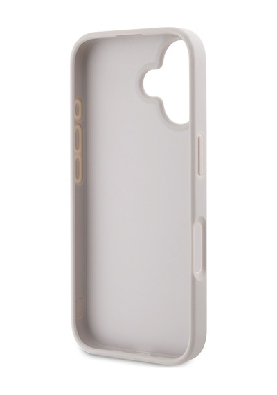 Apple Uyumlu iPhone 16 Kılıf Guess Lisanslı Pu Deri Taşlı Üçgen Logo 4g Desenli Strass Kapak Pembe