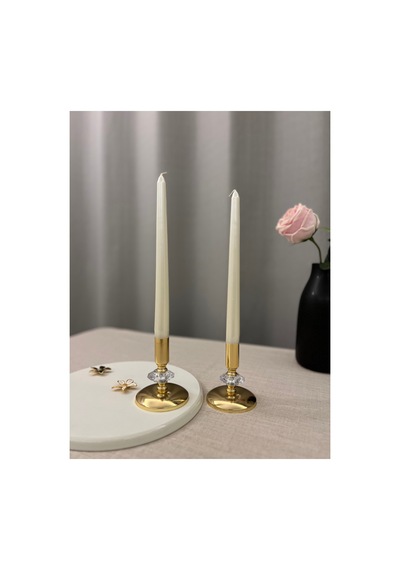 Gold Rengi Tıny Crystal 2'li Şamdan & Mumluk Seti Altın - 820457795 Altın