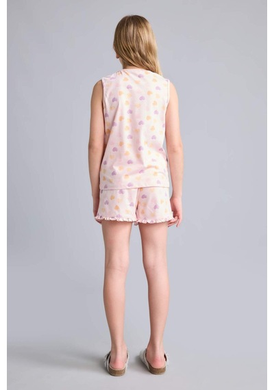 Defacto Regular Fıt Elastik Bel 2li Kalpli Açık Pembe Pijama Takımı Kız Çocuk I0406a826hspn638 Pembe-pn638