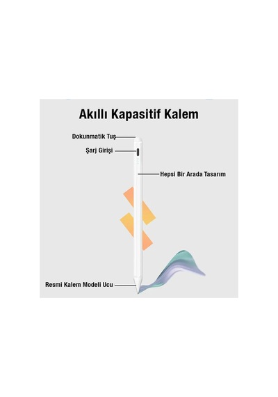 Tüm Cihazlar Ile Uyumlu Stylus Hassas Yazı Çizim Kalemi 2 Yedek Uç Hediye Beyaz - 599401061
