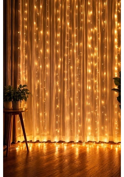 Delux Serisi Romantik Lamba Gece Lambası Perde Led Işık 3x3 Metre Lw7 Gün Işığı