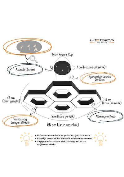 Stella Gri Kasa, Sarı Işık Modern Sarkıt Led Avize GRİ RENK