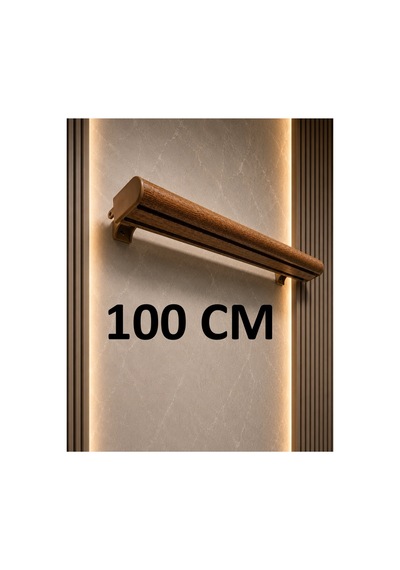 Meşe Dekoratif Ray 2 Kanallı Dekoratif Ahşap Desenli Metal Perde Kornişi Meşedeko100cm - 849479350 Meşedeko100cm