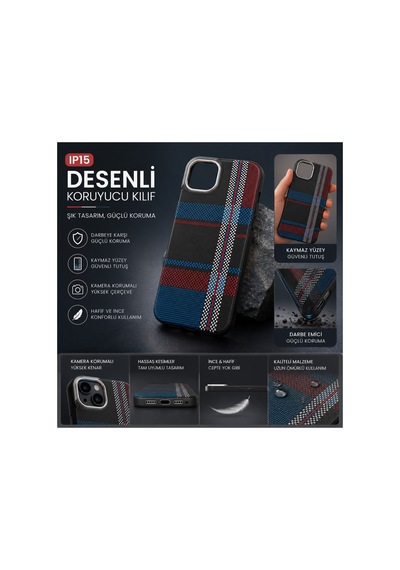 Apple iPhone Uyumlu 15 Karbonfiber Kılıf Siyah