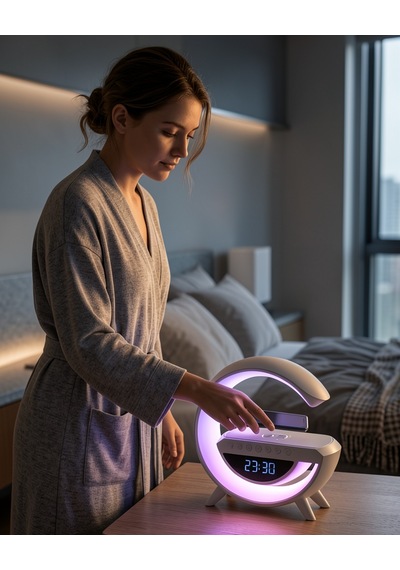 Kablosuz Şarjlı Saat Hoparlör Rgb Işıklı Alarmlı Uczzzgoogledigital-3
