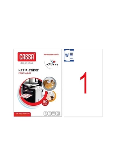 Cassa Laser Etiket 210x297mm 1x100 100 Adet Diğer